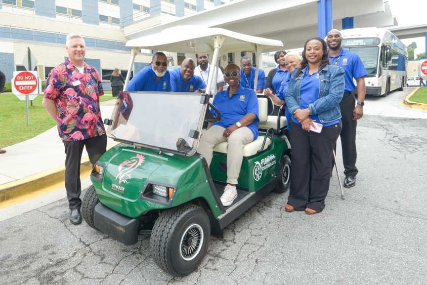 Flamingo Custom Carts golf cart donation to Atlanta VA Medical Center staff and patients.