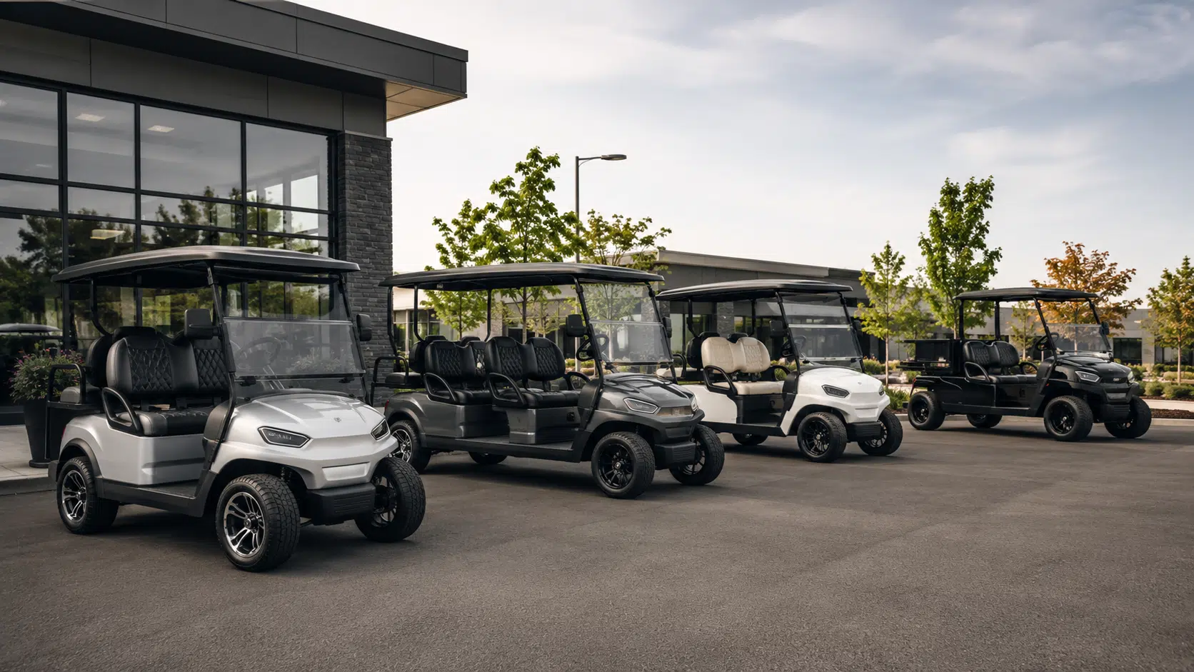 Golf carts on the lot at Golf Carts Atlanta in Marietta